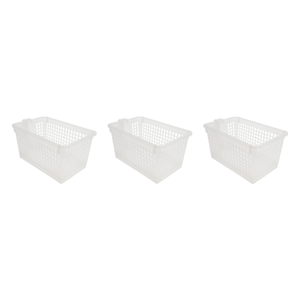 Kit Com 3 Cestos Telado Com Alça 3,7 Litros Transparente Para Organização Quarto Lavanderia Cozinha 