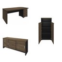 Ver imagem 2 de Conjunto 3 Peças com Mesa para Escritório Diretor em Tamburato, Armário Alto e Baixo com Gavetas Charuto Preto Artany
