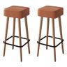 Kit 2 Banquetas Banco Alta Luxo para Area Gourmet Cozinha Bar Balcao Bistro Courino Caramelo Eli Mó - 1