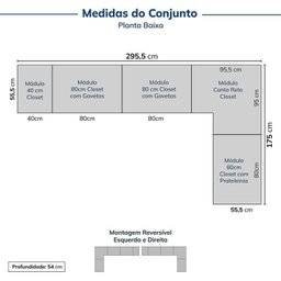 Guarda-roupa Modulado de Canto 5 Peças Jade Cabecasa Madeiramadeira - 3