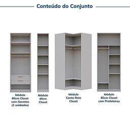 Guarda-roupa Modulado de Canto 5 Peças Jade Cabecasa Madeiramadeira - 5
