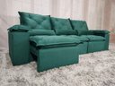 Ver mais imagens de Sofá Retrátil e Reclinável 2,70m em Tecido Veludão C/pillow Nos Braços Athenas:verde