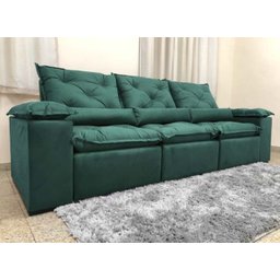 Sofá Retrátil e Reclinável 2,70m em Tecido Veludão C/pillow Nos Braços Athenas:verde - 4