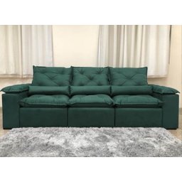 Sofá Retrátil e Reclinável 2,70m em Tecido Veludão C/pillow Nos Braços Athenas:verde - 3