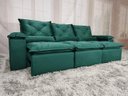 Ver imagem 1 de Sofá Retrátil e Reclinável 2,70m em Tecido Veludão C/pillow Nos Braços Athenas:verde