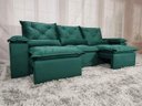 Ver imagem 7 de Sofá Retrátil e Reclinável 2,70m em Tecido Veludão C/pillow Nos Braços Athenas:verde