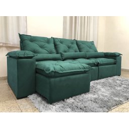 Sofá Retrátil e Reclinável 2,70m em Tecido Veludão C/pillow Nos Braços Athenas:verde - 2