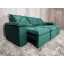 Ver imagem 6 de Sofá Retrátil e Reclinável 2,70m em Tecido Veludão C/pillow Nos Braços Athenas:verde