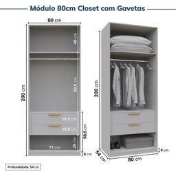 Guarda-roupa Modulado de Canto 10 Peças 9 Portas Jade Cabecasa Madeiramadeira - 12