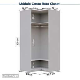 Guarda-roupa Modulado de Canto 10 Peças 9 Portas Jade Cabecasa Madeiramadeira - 13