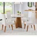 Ver imagem 1 de Mesa de Jantar Redonda Viana C/4 Cad Flora em Madeira Maciça Mel/blonde/v.marfim - Casa Giulia