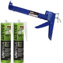 Ver imagem 1 de Aplicador de Silicone Fechado + 2 Silicone Acético Incolor 280ml - Unipega