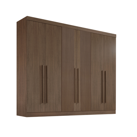 Guarda Roupa Casal da Vinci 6 Portas Ripado Mdf Castanho