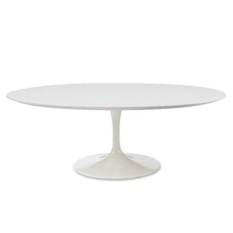 Mesa de Jantar Tulipa Saarinen Oval 137x90 Cm Tampo Laqueado Cores Branco