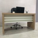 Ver mais imagens de Conjunto 3 Peças com Mesa para Escritório Diretor em Tamburato 1600, Armário com Nicho e Balcão com Gavet Carvalho Branco Artany
