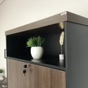Ver imagem 7 de Conjunto 3 Peças com Mesa para Escritório Diretor em Tamburato 1600, Armário com Nicho e Balcão com Gavet Charuto Preto Artany