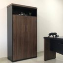 Ver mais imagens de Kit 3 Peças com Mesa para Escritório Diretor em Tamburato 1600, Armário com Nicho e Balcão com Gavet