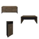 Ver imagem 2 de Conjunto 3 Peças com Mesa para Escritório Diretor em Tamburato 1600, Armário com Nicho e Balcão com Gavet Charuto Preto Artany