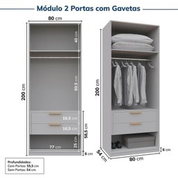 Guarda-roupa Modulado de Canto 3 Peças 6 Portas Jade Cabecasa Madeiramadeira - 12