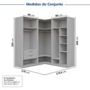Ver imagem 4 de Guarda-Roupa Planejado de Canto 3 Peças 6 Portas Jade CabeCasa MadeiraOriginals Cinza/Urbano