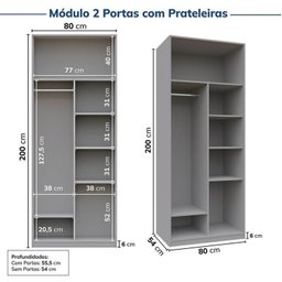 Guarda-roupa Modulado de Canto 3 Peças 6 Portas Jade Cabecasa Madeiramadeira - 11