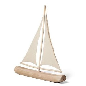 ESCULTURA BARCO EM MADEIRA 45X36X5CM