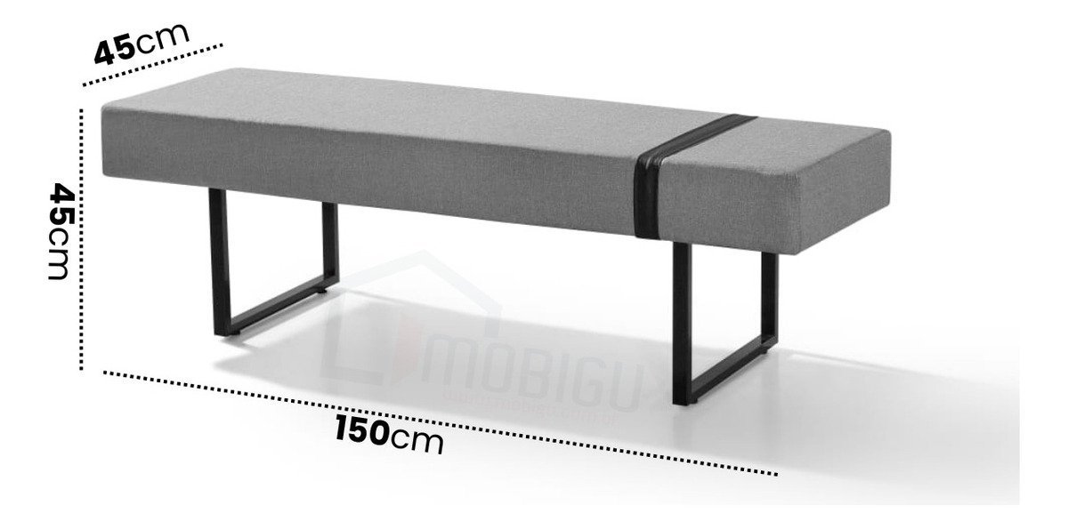 Recamier Banco Divã 150cm Industrial Para Quarto Sala Luxo - Cinza - 4