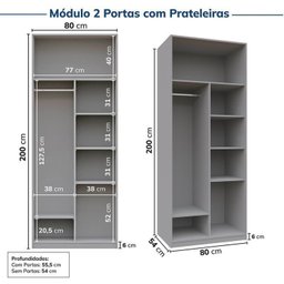 Guarda-Roupa Modulado de Canto 6 Peças 12 Portas Jade CabeCasa MadeiraMadeira - 10