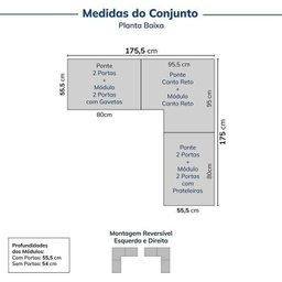 Guarda-Roupa Modulado de Canto 6 Peças 12 Portas Jade CabeCasa MadeiraOriginals Cinza/Urbano - 2 Guarda-Roupa Modulado de Canto 6 Peças 12 Portas Jade CabeCasa MadeiraOriginals Cinza/Urbano - 2