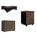 Ver imagem 2 de Conjunto 3 Peças com Mesa para Escritório Diretor em L, Gaveteiro e Armário Multiuso Baixo Charuto Preto