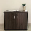 Ver imagem 6 de Conjunto 3 Peças com Mesa para Escritório Diretor em L, Gaveteiro e Armário Multiuso Baixo Charuto Preto