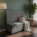 Ver imagem 1 de Canto Alemão Recamier Bau + Painel Madri 90cm Linho Grafite - Inova Decor