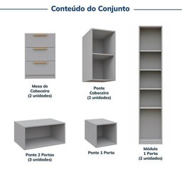 Guarda-roupa Modulado 10 Peças 11 Portas com 2 Mesas de Cabeceira Jade CabeCasa MadeiraMadeira - 5