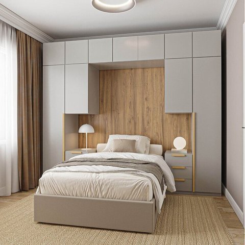Guarda-Roupa Modulado 10 Peças 11 Portas com 2 Mesas de Cabeceira Jade CabeCasa MadeiraOriginals Cinza/Urbano
