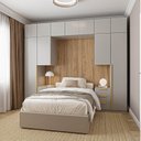 Ver imagem 1 de Guarda-Roupa Planejado 10 Peças 11 Portas com 2 Mesas de Cabeceira Jade CabeCasa MadeiraOriginals Cinza/Urbano