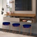 Ver imagem 3 de Puff Babu Bronze Veludo Azul Marinho Metal Móveis