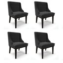 Ver imagem 1 de Kit 04 Cadeiras Liz Veludo Preto Base Fixa Madeira Preto -