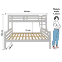 Ver imagem 3 de Beliche Casal Solteiro de Madeira Pinus Robusto e Moderno Branco
