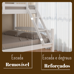Beliche Casal Solteiro de Madeira Pinus Robusto e Moderno Branco - 5
