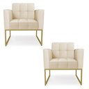 Ver imagem 1 de Kit 2 Poltronas Elisa Corino Base Metálica Industrial Dourado D03 - D’Rossi