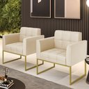 Ver imagem 2 de Kit 2 Poltronas Elisa Corino Base Metálica Industrial Dourado D03 - D’Rossi