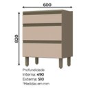 Ver imagem 2 de Balcão de Cozinha Connect 3 Gavetas 60 Cm Duna Cristal - Henn