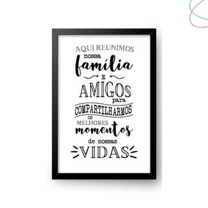 Quadro decorativo área gourmet aqui reunimos nossa família:Preta