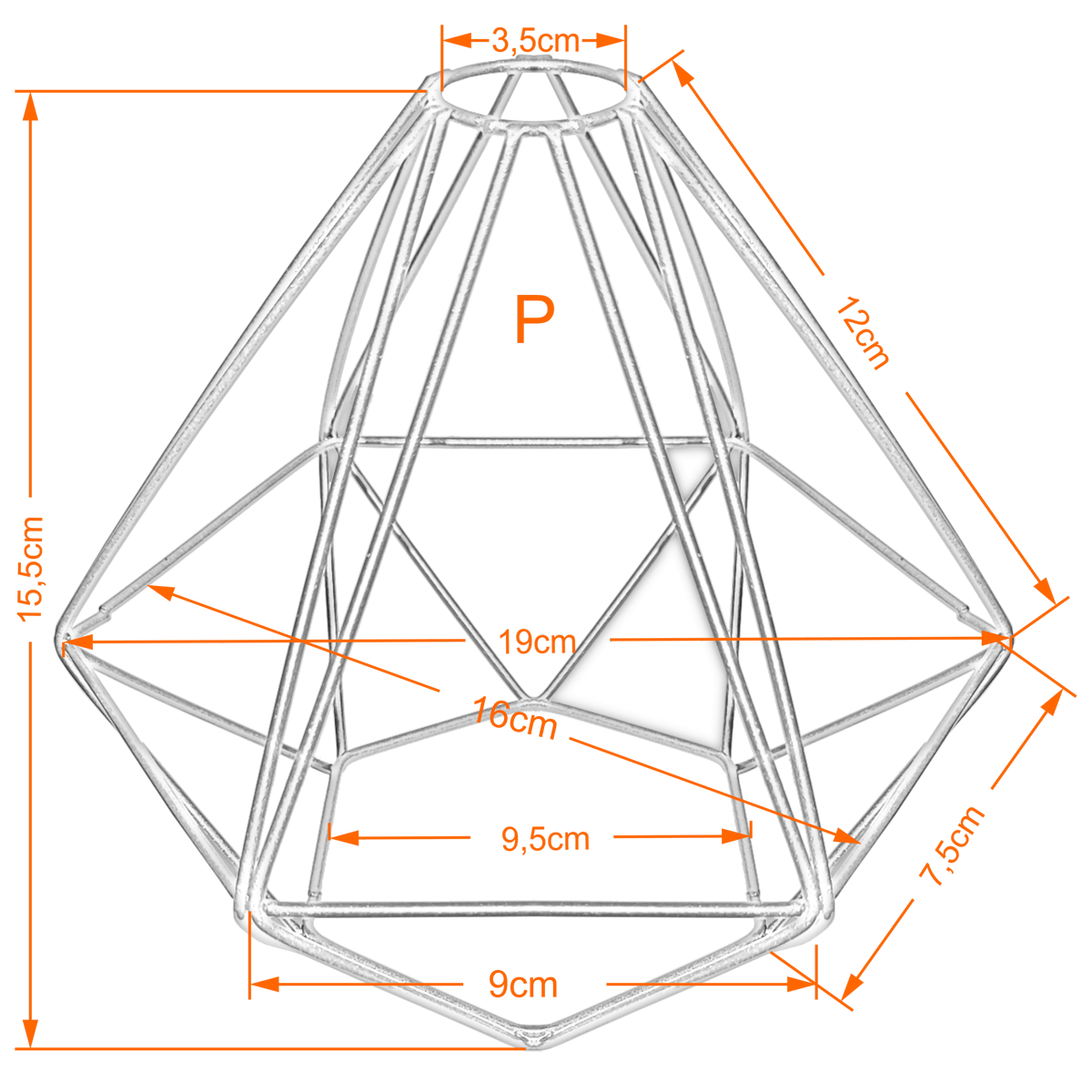 Cupula de Aramado Diamante Preto para Pendente e Abajur P - 2