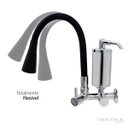 Ver imagem 2 de Torneira de Cozinha Preto Gourmet Parede Inox com Filtro Cromado Flexível bico Arejador Duplo Jato