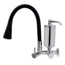 Ver imagem 1 de Torneira de Cozinha Preto Gourmet Parede Inox com Filtro Cromado Flexível bico Arejador Duplo Jato