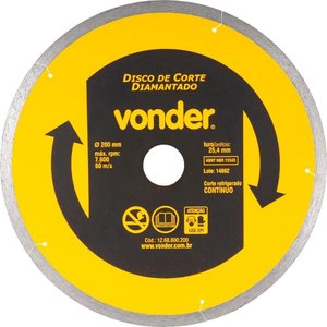 Disco Diamantado 200mm Contínuo Furo 25mm Xld - Vonder