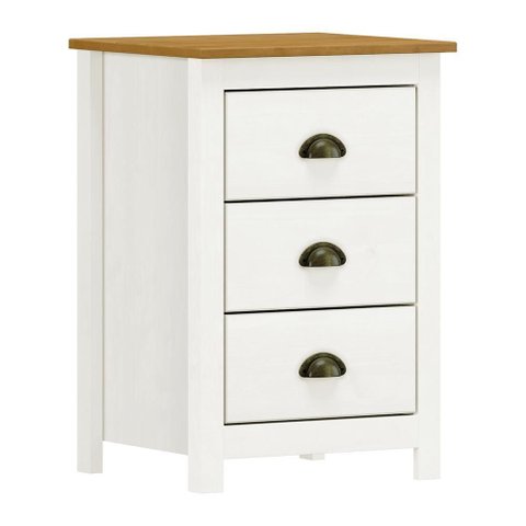 Mesa de Cabeceira Topázio 3 Gavetas Branco/freijó - Finestra Móveis