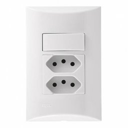 Interruptor 1 Seccao Simples + Tomada Dupla 10a Branco 552631 Brava - Iriel - 1