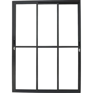 Porta de Aluminio Sacada 3 Folhas Móveis com Fechadura Linha Premium:preto/2,10 X 1,80